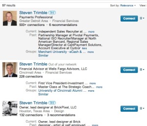 LinkedIn wouldn't let me see his entire profile but Steven Trimble was an account executive at Cydcor and partnership manager at Pivotal Payments, another Troy International client. 